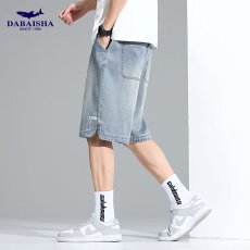 批发夏季美式休闲痞帅水洗复古牛仔短裤男直筒宽松高街百搭5五分裤子