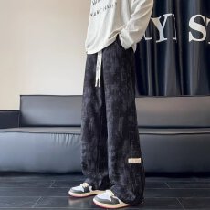 批发美式潮牌扎染工装卫裤男2026春夏季宽松直筒潮流休闲百搭长裤子