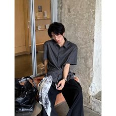 批发香港潮牌夏季轻薄五分短袖<b class='q'>衬衫</b>男2026夏季宽松中国风<b class='q'>衬衣</b>休闲上衣