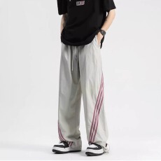 批发美式速干工装休闲裤男<b class='q'>夏</b>季三条杠宽松直筒冲锋裤hiphop潮牌运动裤