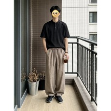 批发老钱风复古彷麻手感休闲裤男款<b class='q'>夏</b>季薄款透气阔腿裤通勤穿搭弯刀裤