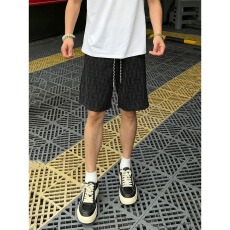 批发黑色格子运动短裤男款<b class='q'>夏</b>季设计感格纹扎染裤子冰丝速干休闲五分裤