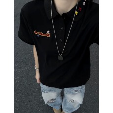 批发cleanfit美式刺绣短<b class='q'>袖</b>POLO衫男夏季潮牌高级感正肩T恤翻领<b class='q'>半截</b><b class='q'>袖</b>