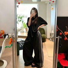 批发潮牌复古条纹直筒休闲裤男女<b class='q'>街头</b>宽松潮流百搭宽松休闲垂感长裤