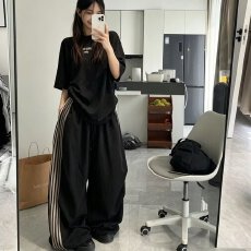 批发潮牌复古条纹直筒休闲裤男女<b class='q'>街头</b>宽松潮流百搭宽松休闲垂感长裤
