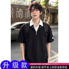 批发2026<b class='q'>夏</b>季薄款大码短袖polo衫男士潮流宽松半袖t恤简约休闲上衣服