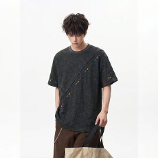 批发砂洗重磅彩绣圆领短袖T恤男女夏季宽松情侣百搭半袖体恤