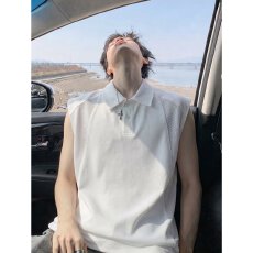批发网眼透气polo衫背心男夏季冰感速干运动上衣美式潮流坎肩无袖t恤