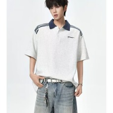 批发2026美式复古运动<b class='q'>polo</b>短袖t恤<b class='q'>男</b>夏季设计感宽松小众重磅休闲上衣