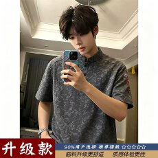 批发美式小众痞帅复古亨利领短袖<b class='q'>polo</b><b class='q'>衫</b><b class='q'>男</b>女夏季T恤ins高级感百搭上衣
