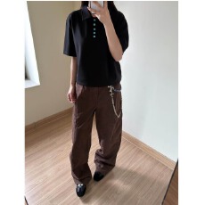 批发夏季多纽扣polo衫<b class='q'>男士</b>短袖潮流休闲翻领t恤男半袖纯色保罗上衣服