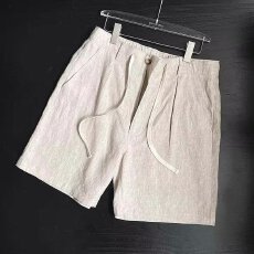 批发老钱风天丝亚麻短裤男款夏薄款抗皱宽松棉麻裤子轻熟风西装五分裤