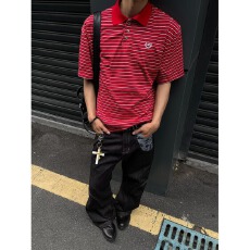 批发美式复古polo衫短袖t恤男潮牌撞色拼接半袖体恤夏季宽松针织