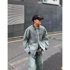 美式复古牛仔夹克男春秋款百搭2026今年爆款外套潮牌欧美街头