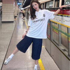 批发2026夏季美式复古条纹运动球衣POLO衫做旧印花痞帅翻领短袖男女