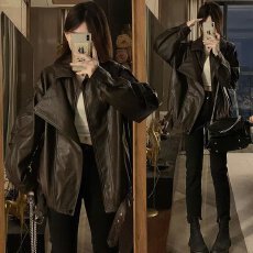 批发<b class='q'>皮衣</b>外套男美式复古小众设计感双翻领机车服高级感痞帅<b class='q'>男士</b>秋冬季
