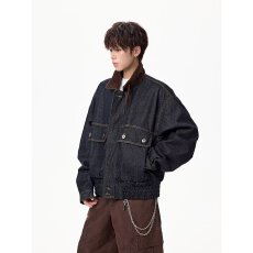 美式复古丹宁牛仔夹克外套男女春秋季新款撞色翻领百搭休闲上衣