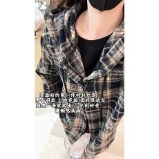 批发复古连帽毛呢衬衫<b class='q'>男</b>女秋冬潮流慵懒风格子衫上衣美式保暖内搭衬衣