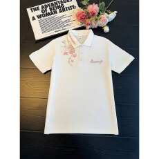 美式复古花卉刺绣Polo短袖男夏季痞帅高级感T恤cleanfit正肩半袖