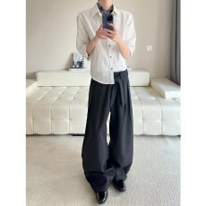 批发<b class='q'>春</b>秋装长袖提花桑蚕丝衬衫男装新款真丝绸缎上衣服高级感衬衣
