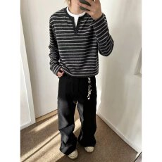 批发春秋新款男士圆领条纹卫衣时尚假两件百搭<b class='q'>休闲</b>长袖上衣帅气打底衫