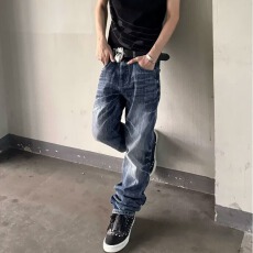 批发水洗牛仔长裤<b class='q'>男士</b>弹力合体直筒修身美式复古休闲国潮四季款男