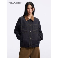批发慵懒美式原色牛仔外套男<b class='q'>春</b>秋季新款翻领夹克宽松百搭复古上衣潮流