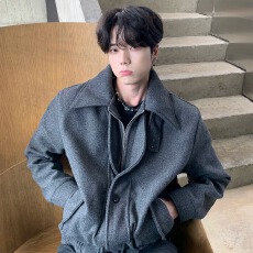 K09sauce新品假两件双门禁外套男春秋美式潮流复古正肩高级感夹克