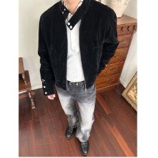 批发复古翻皮绒立领夹克外套<b class='q'>男</b>短款秋季2026新款潮牌美式休闲痞帅上衣