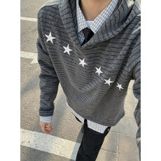 美式复古条纹星星卫衣男春秋季潮牌小众设计cleanfit高街情侣外套
