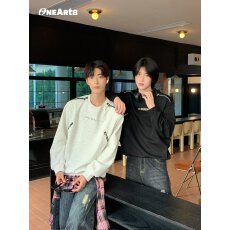 批发春秋小众拉链解构设计感<b class='q'>长袖</b>卫衣男金属感字母宽松<b class='q'>长袖</b><b class='q'>t</b><b class='q'>恤</b>打底