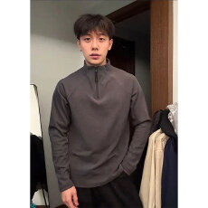 批发280克有氨纶加厚德绒链德绒打底衫男秋冬美式痞帅立领内搭健身训