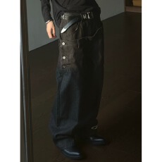 批发高端潮牌欧货涂鸦<b class='q'>牛仔裤</b>男秋冬季宽松直筒痞帅高街阔腿长裤子潮流