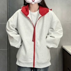 批发重磅连帽卫衣男<b class='q'>女</b>同款春秋季宽松潮牌套头衫纯色空气层休闲卫衣