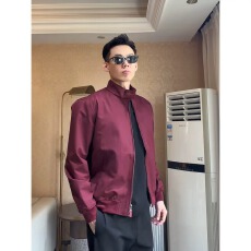 户外防风酒红色立领哈灵顿夹克男秋季短款高级感痞帅廓形工装外套