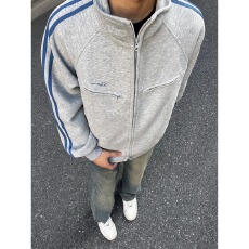 批发美式高街三条杠开衫立领运动衫男款秋季加厚宽松情侣装潮牌拉炼