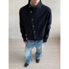 批发英伦雅痞男装时尚高级短款<b class='q'>夹克</b>秋冬复古水洗做旧宽松立领<b class='q'>外套</b>男款