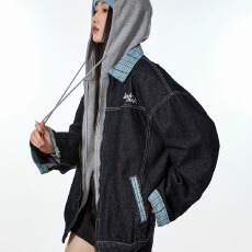 批发美式复古拼接牛仔外套女秋冬宽松开衫上衣夹克2025新款男女外套潮