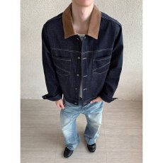 批发美式撞色拼翻领秋季<b class='q'>男士</b>时尚复古休闲巴恩风<b class='q'>长袖</b>牛仔<b class='q'>衬衫</b>外套