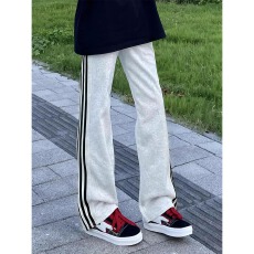 批发美式三条杠卫裤男款秋冬加绒高个子加长裤子条纹青少年校服运动裤