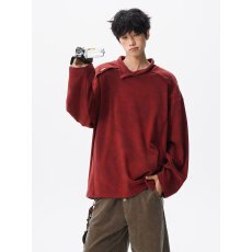 批发刺绣扎染德绒半高领长袖T恤男女同款宽松保暖<b class='q'>春</b>秋打底