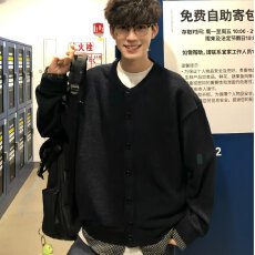 日系复古假两件卫衣男女秋冬学院风宽松长袖上衣开衫针织毛衣外套