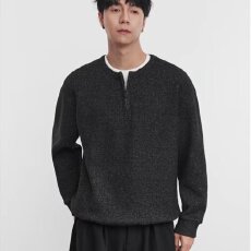 美式复古亨利领毛衣男秋冬季慵懒风高级宽松休闲麻花设计感针织衫