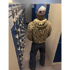 美式高街双拉链豹纹帽衫毛衣男女秋冬新款宽松潮牌情侣开衫外套