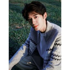 费尔岛灰色提花拉链毛衣开衫外套男款秋冬保暖宽松立领针织衫上衣