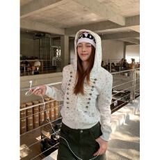 批发美式碎花满印纽扣绳拿破仑开衫短款麻绳<b class='q'>卫衣</b><b class='q'>男</b>女同款
