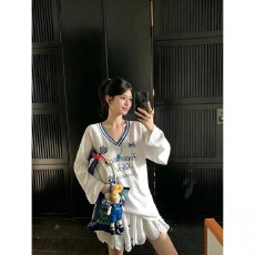 批发lazy网孔球服美式休闲V领网眼球衣长袖<b class='q'>T</b><b class='q'>恤</b>男女百搭