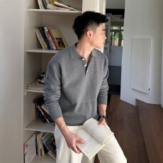美式穿搭老钱风高级感男士翻领polo衫毛衣秋冬休闲针织衫上衣