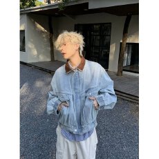 批发2026秋季美式复古牛仔纯色棒球服夹克男女休闲小众百搭防风外套