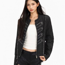 批发春秋款韩国时尚高级感痞帅<b class='q'>牛仔外</b><b class='q'>套男</b>女炸街轻奢气质小香风外套